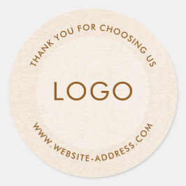 Sticker Rond Light beig linen texture personalized text classic