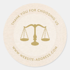 Sticker Rond Light beig linen texture personalized text logo