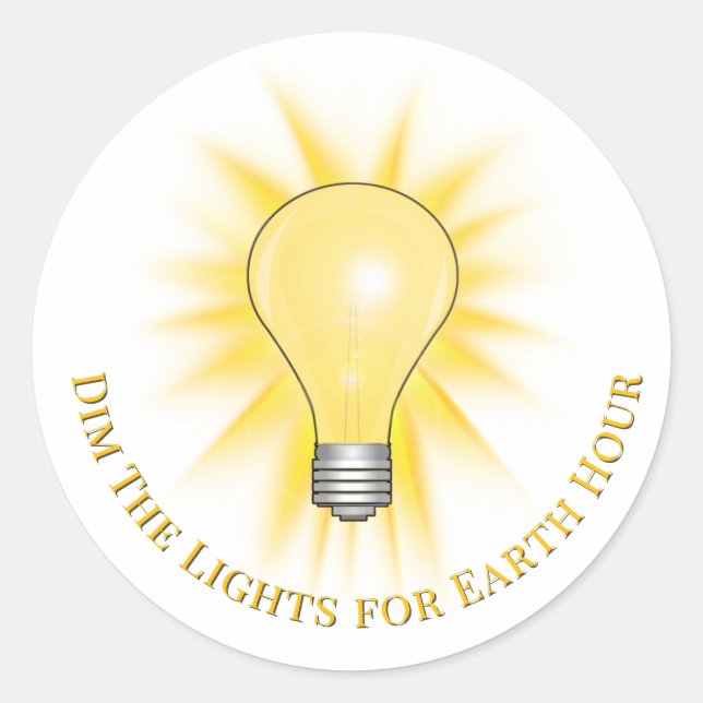 Sticker Rond Light Bulb Dim The Lights Earth Hour  (Devant)