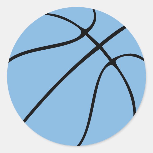 Sticker Rond Light/Carolina Blue Basketball Party ou Scrapbook (Devant)