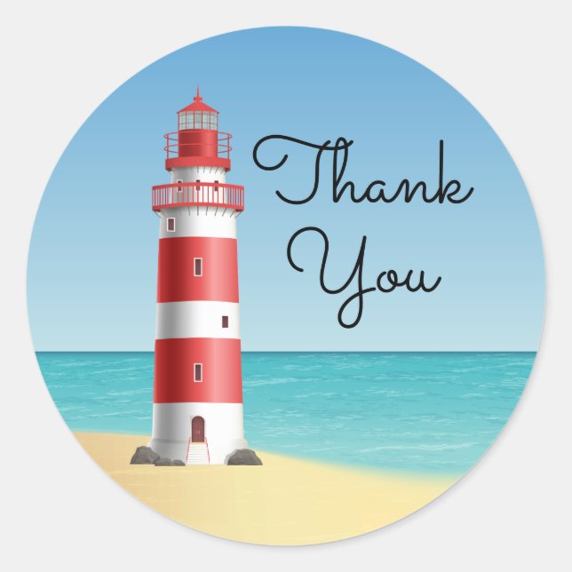 Sticker Rond Lighthouse Merci Beach Mariage Ocean Beach (Devant)