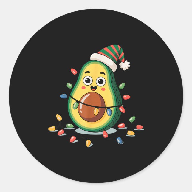 Sticker Rond Lighting Avocado Ugly Christmas Sweater Guacamole  (Devant)