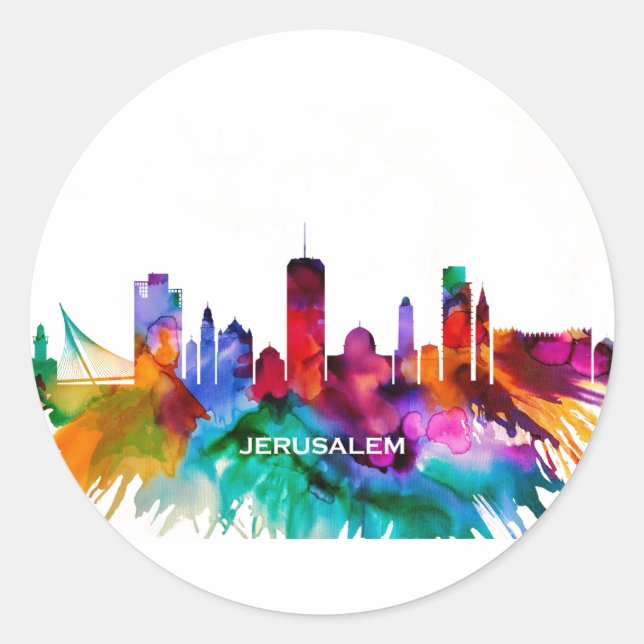 Sticker Rond Ligne aérienne de Jérusalem (Devant)