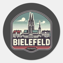 Sticker Rond Ligne aérienne Retro Bielefeld