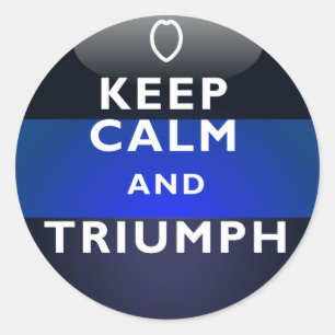 Sticker Rond Ligne Bleue Mince - Gardez le calme et Triomphe