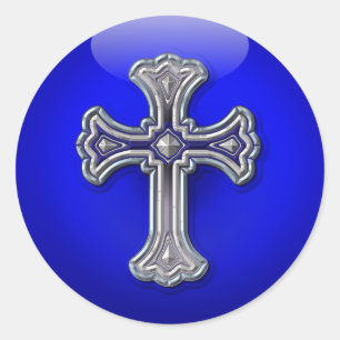 Sticker Rond Ligne Bleue Mince Prière Pour La Sécurité