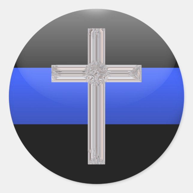Sticker Rond Ligne Bleue Mince Prière Pour La Sécurité (Devant)