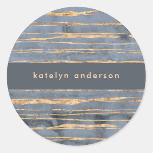 Sticker Rond Ligne d'or Messy Périvent bleu Professionnel