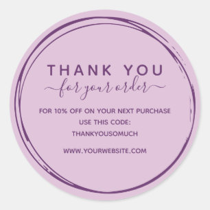 Sticker Rond Ligne Lilac Cercles Merci Pour Commande