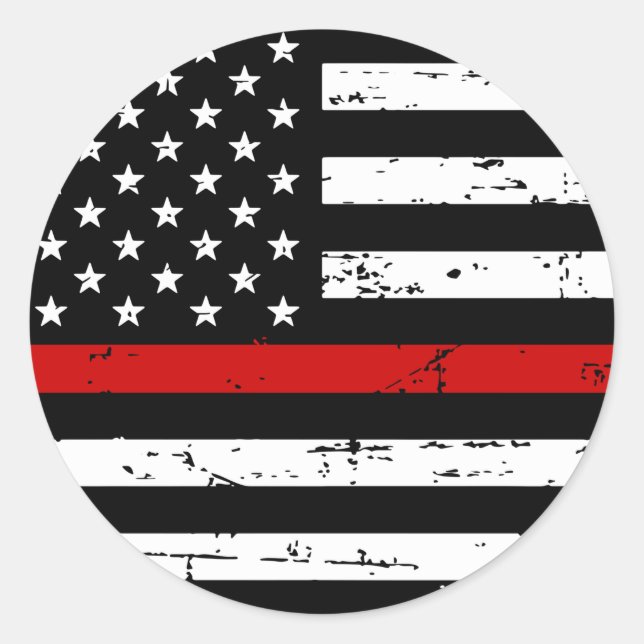 Sticker Rond Ligne rouge mince du drapeau américain (Devant)