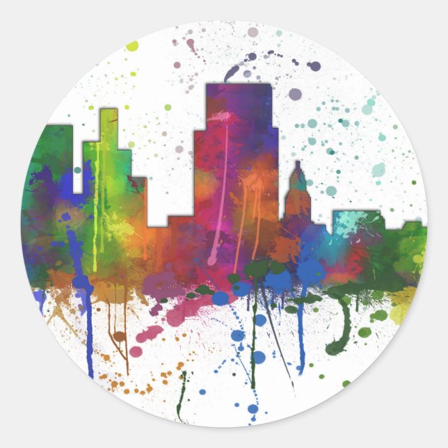 STICKER ROND LIGNE SKYLINE DE BOISE IDAHO (Devant)