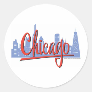 Sticker Rond Ligne Skyline de Chicago Windy City