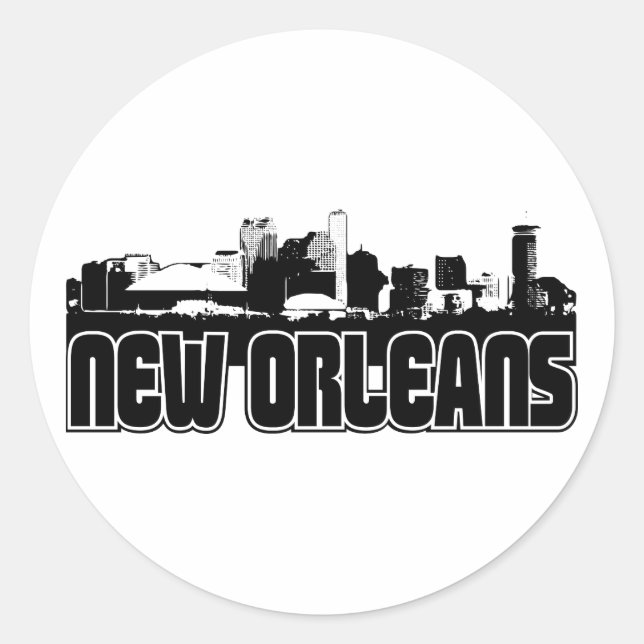 Sticker Rond Ligne Skyline Nouvelle-Orléans (Devant)