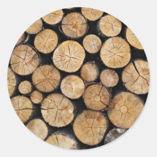 Sticker Rond Lignes de bois dans la pile