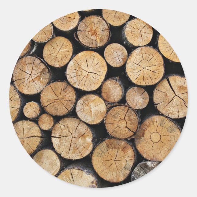 Sticker Rond Lignes de bois dans la pile (Devant)