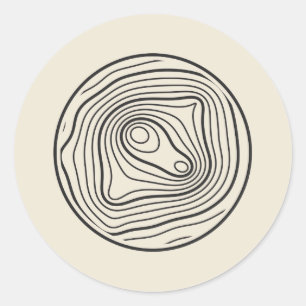 Sticker Rond Lignes de contour topographiques dans un cercle
