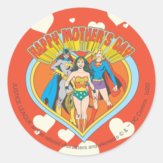 Sticker Rond Ligue de Justice | Bonne fête des mères (Devant)