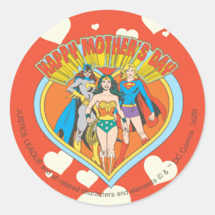Sticker Rond Ligue de Justice   Bonne fête des mères