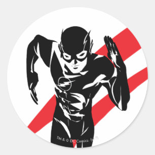 Sticker Rond Ligue de Justice   Flash Running Noir Pop Art