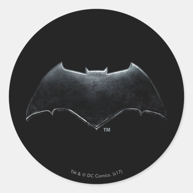 Sticker Rond Ligue de Justice | Symbole de batman métallique (Devant)
