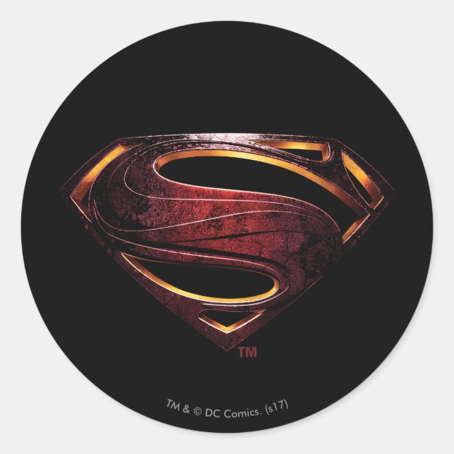 Sticker Rond Ligue de Justice | Symbole de superman métallique (Devant)