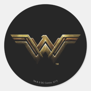 Sticker Rond Ligue de Justice   Symbole métallurgique Wonder Wo