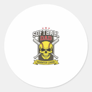 Sticker Rond Ligue de softball père fille design vectoriel vint
