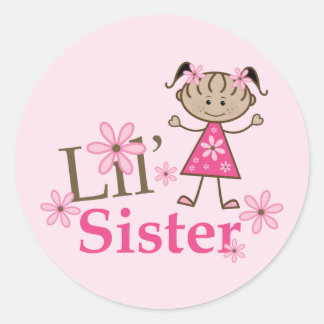 Sticker Rond Lil Sister Ethnic Stick Figure Girl