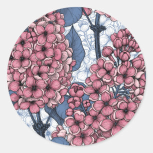 Sticker Rond Lilac en rose et bleu