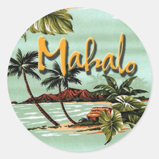 Sticker Rond L'île de Mahalo Hawaiian (Devant)