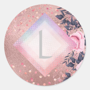 Sticker Rond Lilibet Monogram Rosegold Floral fit pour Princess