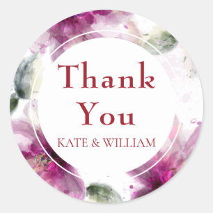 Sticker Rond Lilies Floral 40ème Mariage Anniversaire Merci