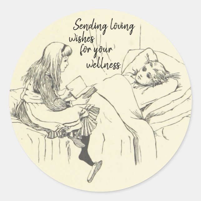 Sticker Rond L'Illustration de charme des enfants va bientôt se (Devant)