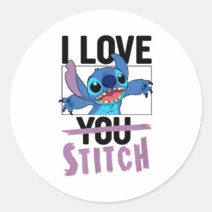 Sticker Rond Lilo & Stitch - Saint-Valentin Je t'aime Stitch