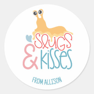 Sticker Rond Limaces et baisers personnalisés pour la Saint-Val