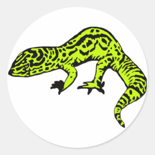 Sticker Rond Lime Green & Black Gecko