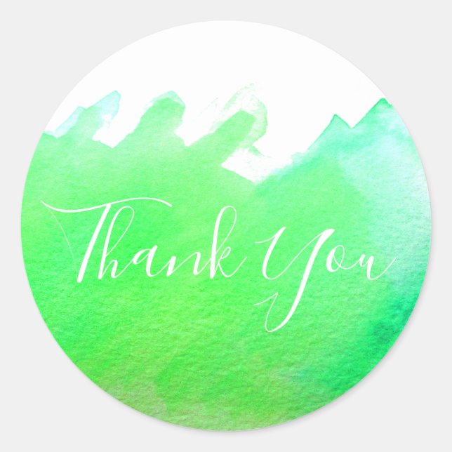 Sticker Rond Lime vert art à l'aquarelle Merci (Devant)