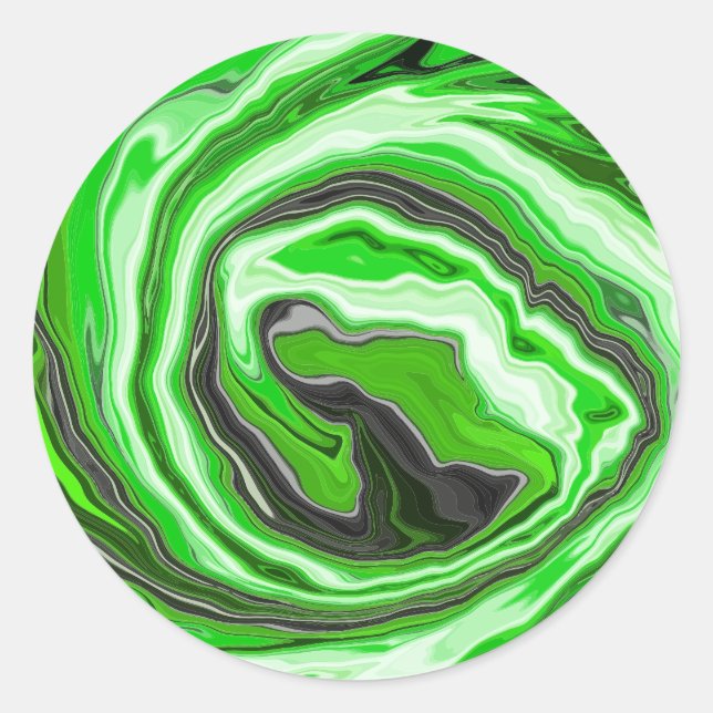 Sticker Rond Lime vert et marbre noir comme des flûtes Fluid Ar (Devant)