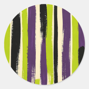 Sticker Rond Lime Vert Violet Noir Pinceau Gras Vertical 