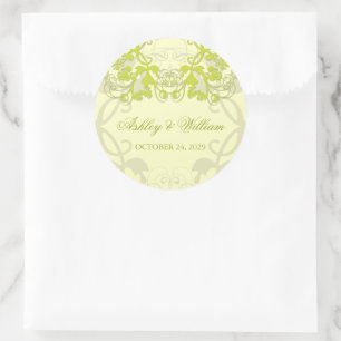 Sticker Rond Lime Vintage Floral Fête de mariage Favoriser