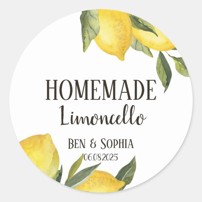 Sticker Rond Limoncello de citron rustique moderne fait maison (Devant)