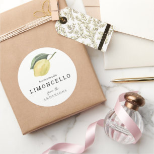 Sticker Rond Limoncello Lemon Floral Blanc