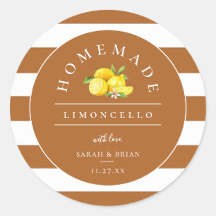 Sticker Rond Limoncello moderne Rustique Orange Stripe