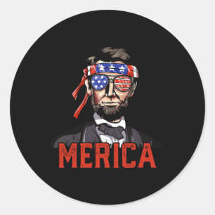 Sticker Rond Lincoln 4 juillet Merica Abe garçons hommes femmes