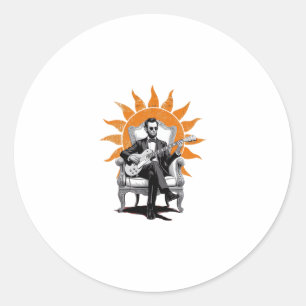 Sticker Rond Lincoln Unplugged – Guitare drôle d'Abraham Lincol