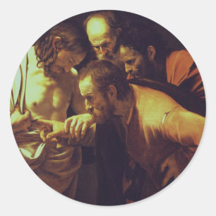 Sticker Rond L'Incrédulité de saint Thomas par Le Caravage