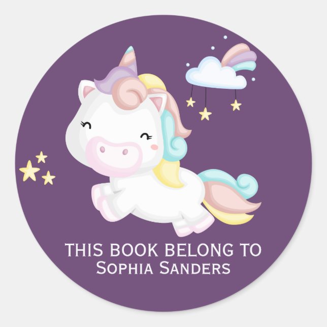 Sticker Rond Lindo Patron de Unicornio para las chicas (Devant)