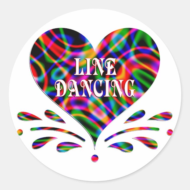 Sticker Rond Line Dancing Fun Heart (Devant)