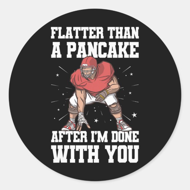 Sticker Rond Lineman Funny Pancake Blocks Football Player (Devant)