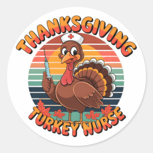 Sticker Rond L'infirmière turque de Thanksgiving